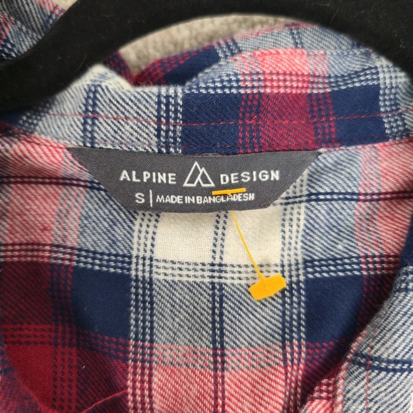 Alpine Design Mens‎ Red plaid Long Sleeve Flannel Button Up Sz Small New - Picture 3 of 8